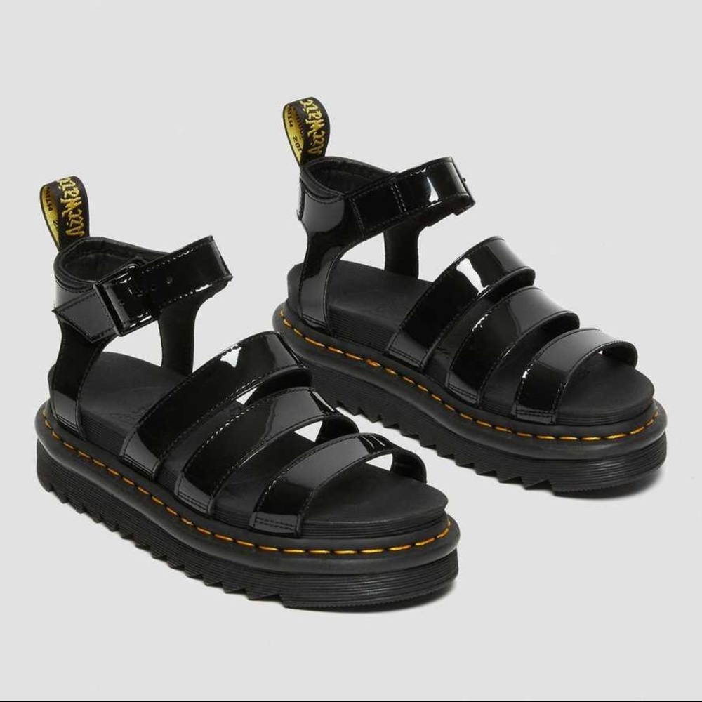 Dr Martens Blaire Patent Platform Black Sandals, W 7